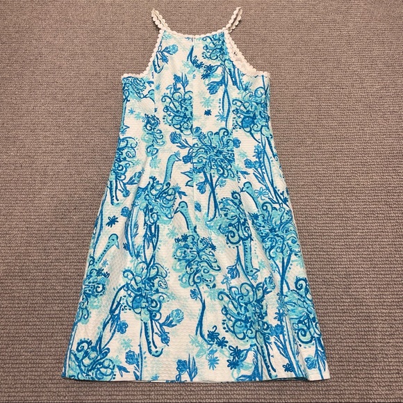 Lilly Pulitzer Pearl Lace Neck Shift Dress in Blue (00) - Picture 4 of 7